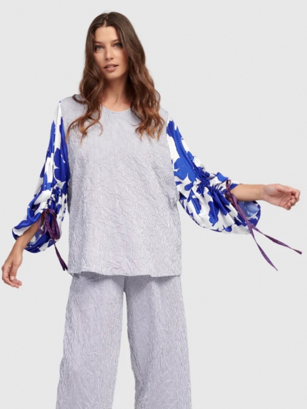 Alembekia MAEVE CRINKLE BLOUSE, CERULEAN